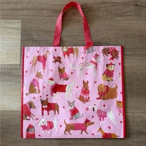Valentines Day dog reusable tote bag